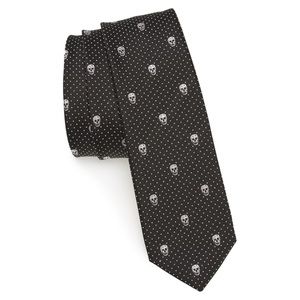 Alexander McQueen Skull Polkadot Skinny Tie